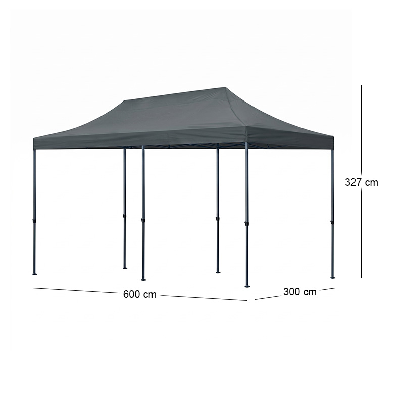 Bari Megapap folding gazebo, metal frame - waterproof fabric 420D, grey color, 3x6x3,27m.
