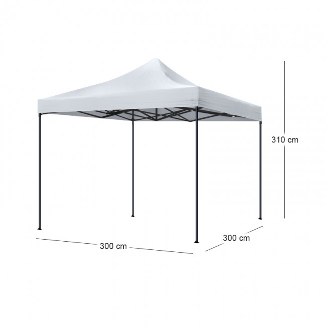 Κιόσκι - Gazebo Bari Megapap πτυσσόμενο μεταλλικός σκελετός - αδιάβροχο ύφασμα χρώμα λευκό 3x3x3,10m.