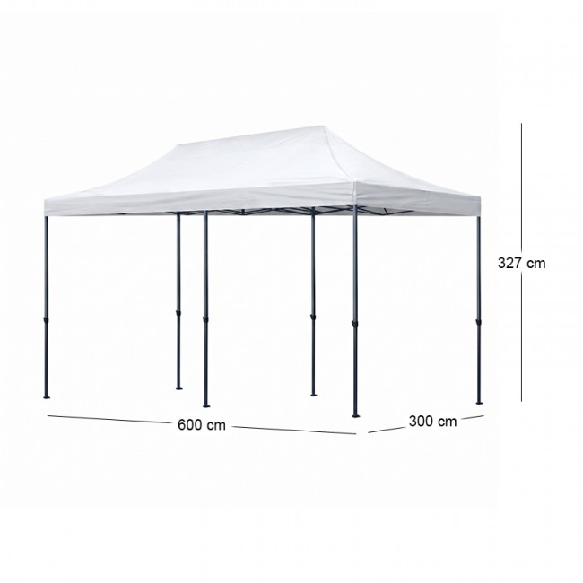 Κιόσκι - Gazebo Bari Megapap πτυσσόμενο μεταλλικός σκελετός - αδιάβροχο ύφασμα χρώμα λευκό 3x6x3,27m.