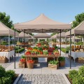Κιόσκι - Gazebo Bari Megapap πτυσσόμενο μεταλλικός σκελετός - αδιάβροχο ύφασμα χρώμα της άμμου 3x3x3,10m.