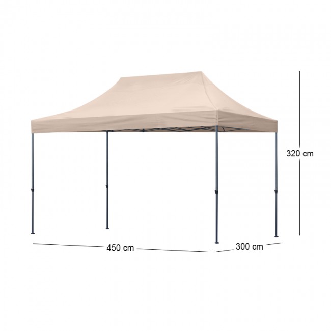 Κιόσκι - Gazebo Bari Megapap πτυσσόμενο μεταλλικός σκελετός - αδιάβροχο ύφασμα χρώμα της άμμου 3x4,5x3,20m.