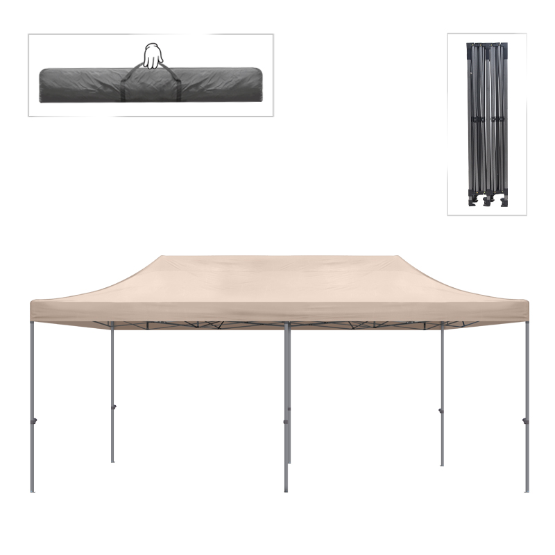 Bari Megapap folding gazebo, metal frame - waterproof fabric 420D, sand color, 3x6x3,27m.