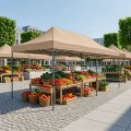 Bari Megapap folding gazebo, metal frame - waterproof fabric 420D, sand color, 3x6x3,27m.