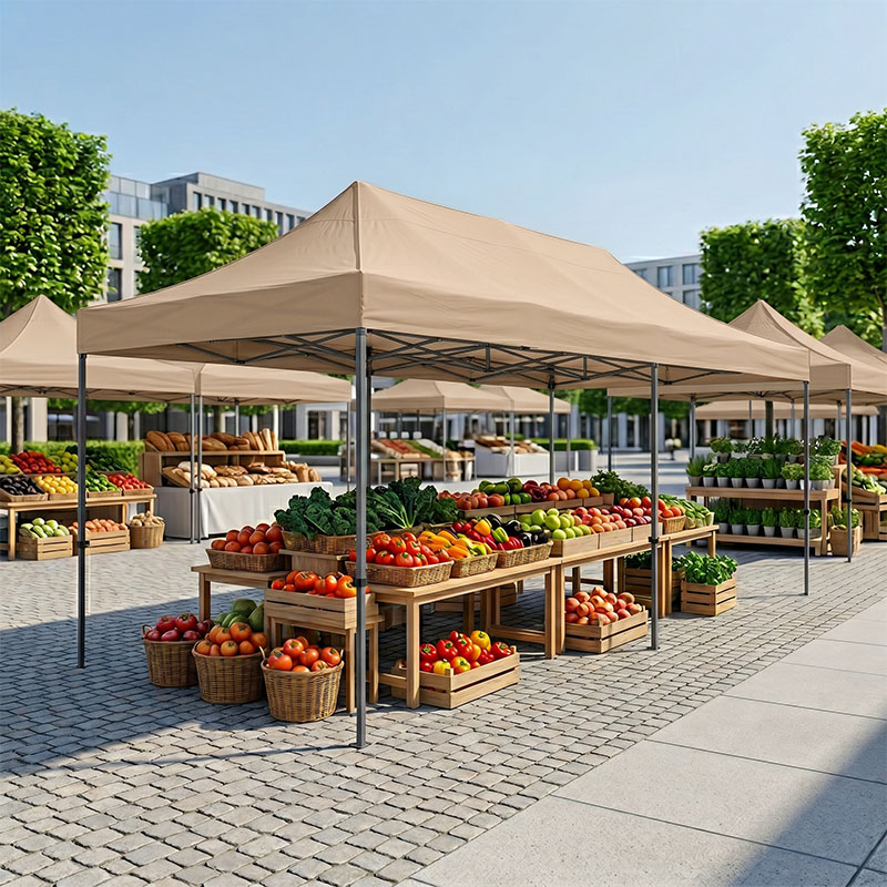 Bari Megapap folding gazebo, metal frame - waterproof fabric 420D, sand color, 3x6x3,27m.