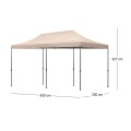 Bari Megapap folding gazebo, metal frame - waterproof fabric 420D, sand color, 3x6x3,27m.