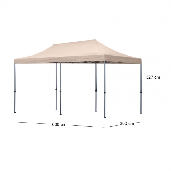 Κιόσκι - Gazebo Bari Megapap πτυσσόμενο μεταλλικός σκελετός - αδιάβροχο ύφασμα χρώμα της άμμου 3x6x3,27m.