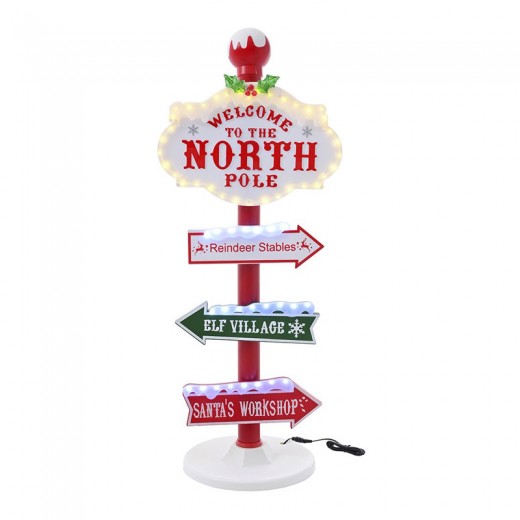 ΚΟΚΚΙΝΗ ΤΑΜΠΕΛΑ NORTH POLE ΜΕ FLASHING ΦΩΤΑ 30Χ30Χ95ΕΚ ΡΕΥΜΑΤΟΣ
