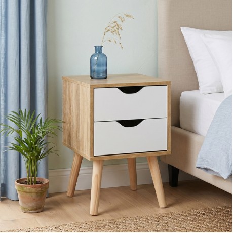 Alina bedside table in sonoma - white color 29x29x49cm.