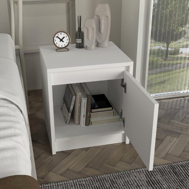 Conve Megapap melamine nightstand in white color 40x35x45cm.