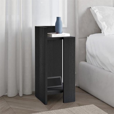 Elos Megapap melamine nightstand left module in black wood color 25x27x60cm.