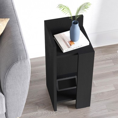 Elos Megapap melamine nightstand left module in black wood color 25x27x60cm.