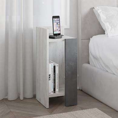 Elos Megapap melamine nightstand left module in ancient white - retro grey color 25x27x60cm.