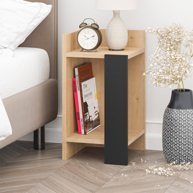 Κομοδίνο Elos Megapap αριστερό χρώμα saphhire oak - silky black 30x31,7x55εκ.