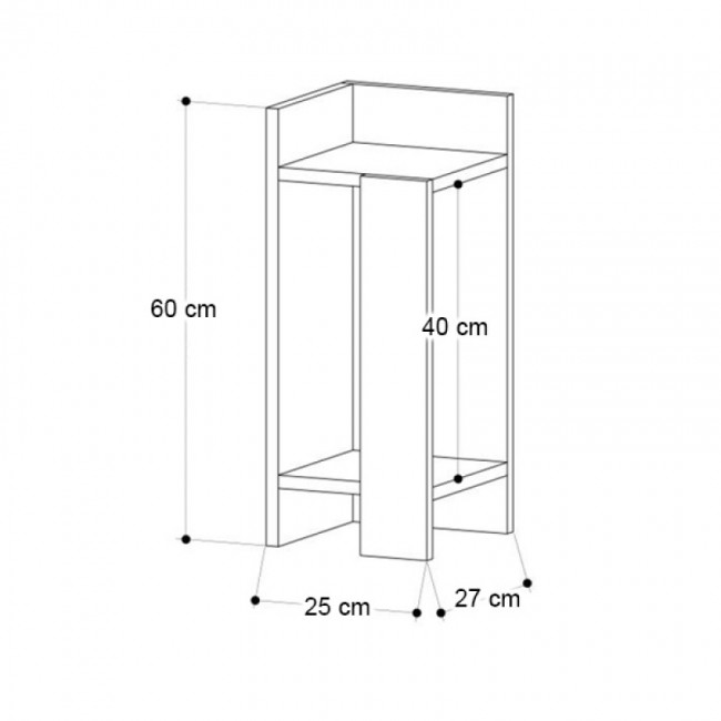 Elos Megapap melamine nightstand left module in sapphire oak - anthracite color 25x27x60cm.