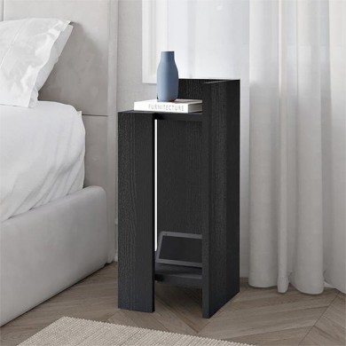 Elos Megapap melamine nightstand right module in black wood color 25x27x60cm.