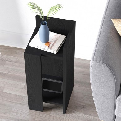 Elos Megapap melamine nightstand right module in black wood color 25x27x60cm.