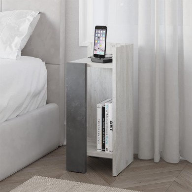 Elos Megapap melamine nightstand right module in ancient white - retro grey color 25x27x60cm.