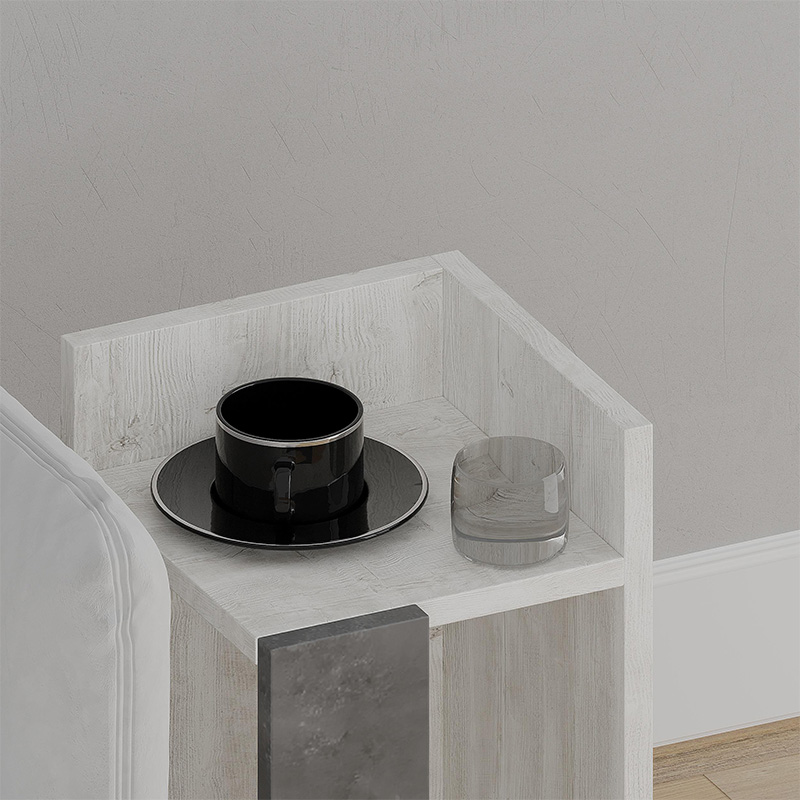 Elos Megapap melamine nightstand right module in ancient white - retro grey color 25x27x60cm.