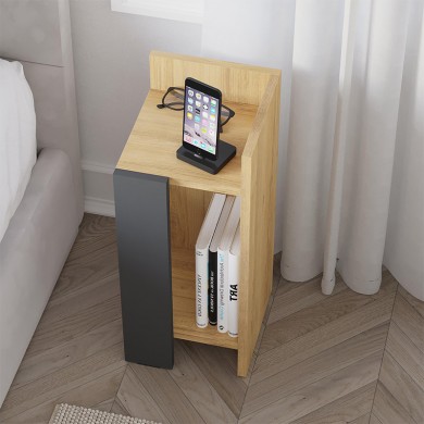 Elos Megapap melamine nightstand right module in sapphire oak - anthracite color 25x27x60cm.