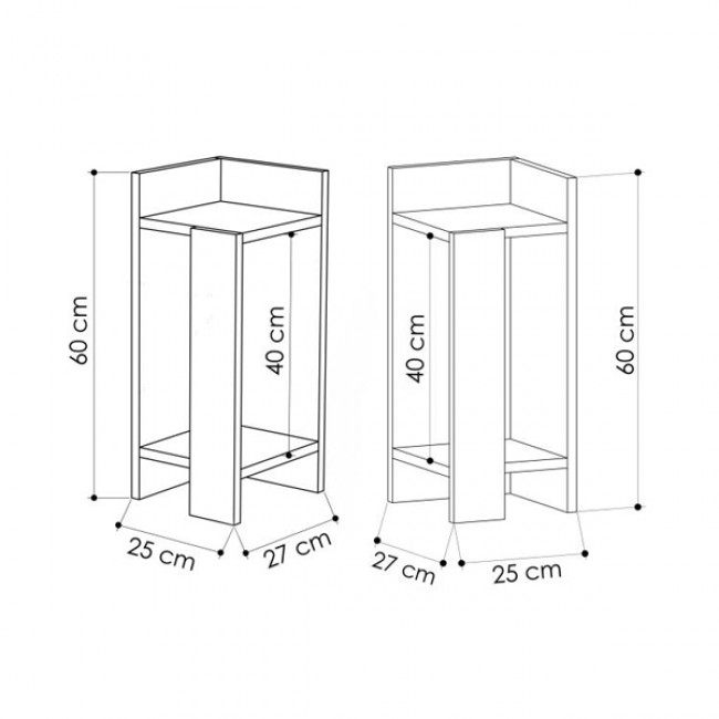 Κομοδίνο Elos Megapap σετ 2 τεμαχίων χρώμα ανοιχτή μόκα 25x27x60εκ.