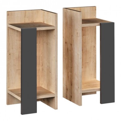 Elos Megapap melamine night-stand set in oak - anthracite color 25x27x60cm.
