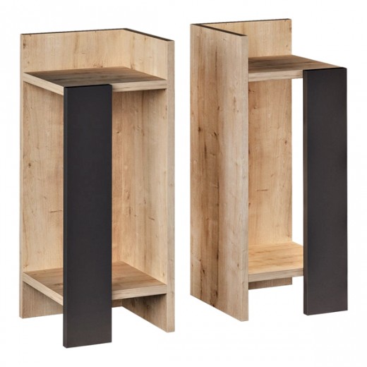 Κομοδίνο Elos Megapap σετ 2 τεμαχίων χρώμα φυσικό οξιάς - ανθρακί 25x27x60εκ.