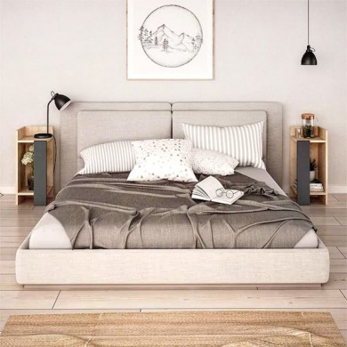 Elos Megapap melamine night-stand set in oak - anthracite color 25x27x60cm.