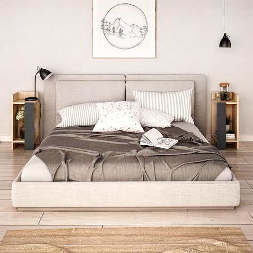 Κομοδίνο Elos Megapap σετ 2 τεμαχίων χρώμα φυσικό οξιάς - ανθρακί 25x27x60εκ.