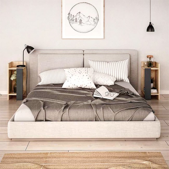 Κομοδίνο Elos Megapap σετ 2 τεμαχίων χρώμα φυσικό οξιάς - ανθρακί 25x27x60εκ.