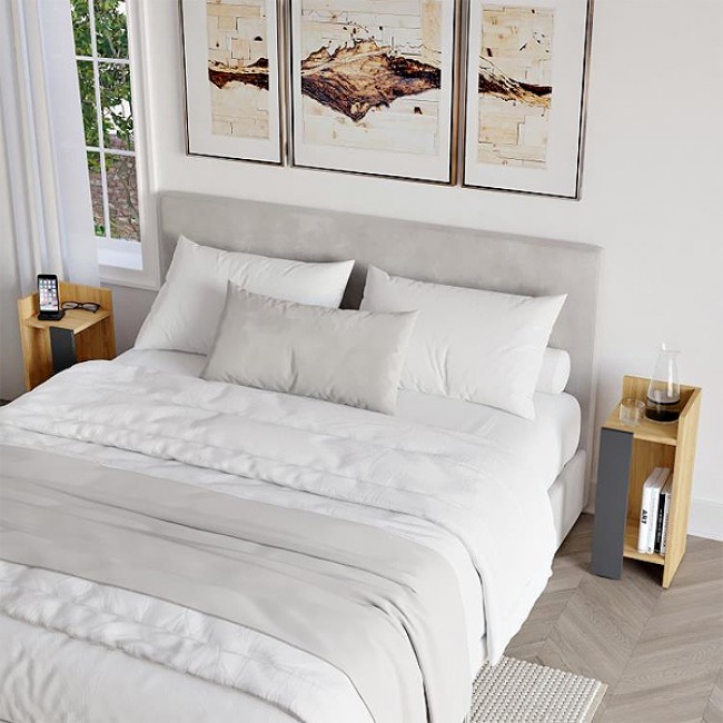 Κομοδίνο Elos Megapap σετ 2 τεμαχίων χρώμα φυσικό οξιάς - ανθρακί 25x27x60εκ.