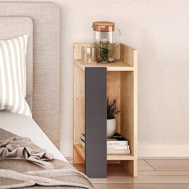 Κομοδίνο Elos Megapap σετ 2 τεμαχίων χρώμα φυσικό οξιάς - ανθρακί 25x27x60εκ.