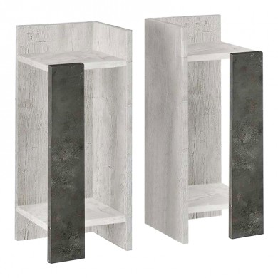 Elos Megapap melamine night-stand set in ancient white - retro grey color 25x27x60cm.