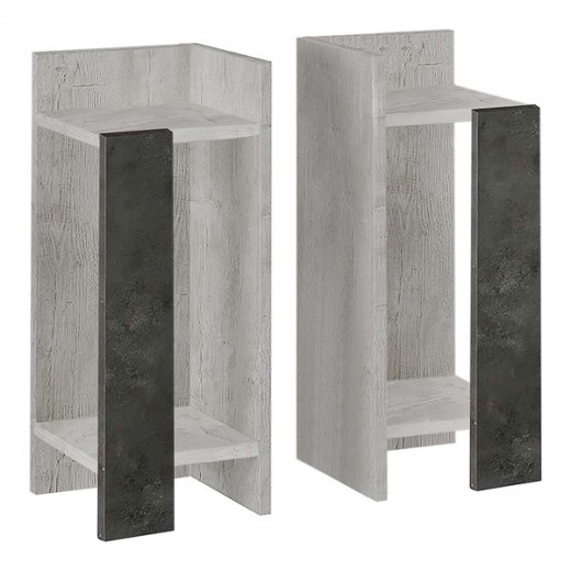 Κομοδίνο Elos Megapap σετ 2 τεμαχίων χρώμα λευκό αντικέ - γκρι ρετρό 25x27x60εκ.