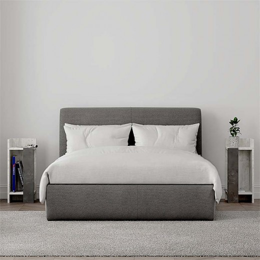 Κομοδίνο Elos Megapap σετ 2 τεμαχίων χρώμα λευκό αντικέ - γκρι ρετρό 25x27x60εκ.