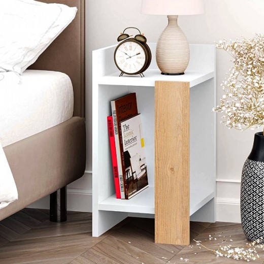 Κομοδίνο Elos Megapap χρώμα λευκό - saphhire oak 30x31,7x55εκ. Κομοδίνο Elos Megapap χρώμα λευκό - saphhire oak 30x31,7x55εκ.