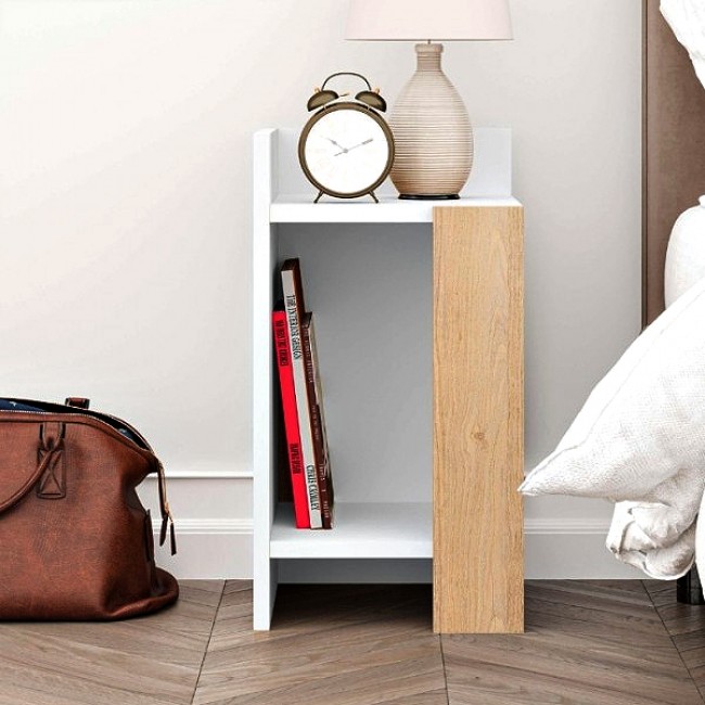 Κομοδίνο Elos Megapap χρώμα λευκό - saphhire oak 30x31,7x55εκ. Κομοδίνο Elos Megapap χρώμα λευκό - saphhire oak 30x31,7x55εκ.