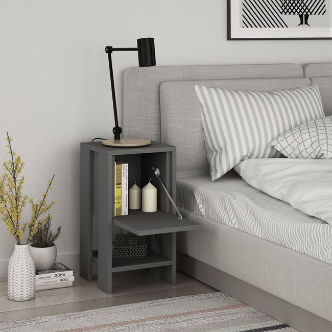 Κομοδίνο Ema Megapap χρώμα ανθρακί 30x30x55εκ.