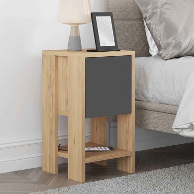 Ema Megapap melamine night-stand in oak - anthracite color 30x30x55cm.