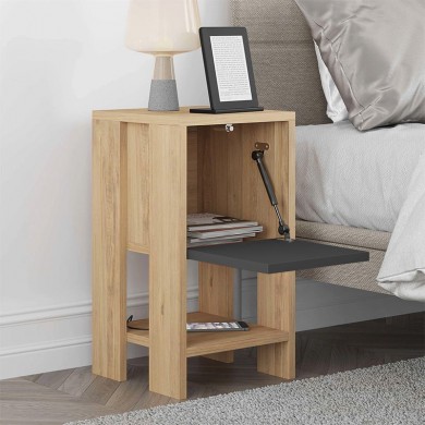 Ema Megapap melamine night-stand in oak - anthracite color 30x30x55cm.