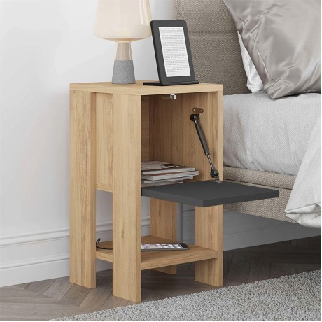 Κομοδίνο Ema Megapap χρώμα sapphire oak - ανθρακί 30x30x55εκ.