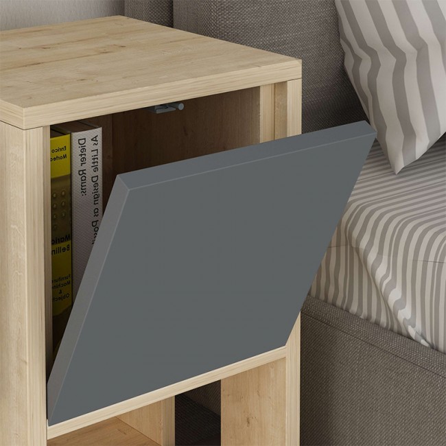 Κομοδίνο Ema Megapap χρώμα φυσικό οξιάς - ανθρακί 30x30x55εκ.