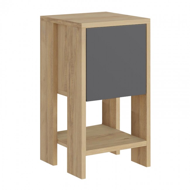 Κομοδίνο Ema Megapap χρώμα φυσικό οξιάς - ανθρακί 30x30x55εκ.