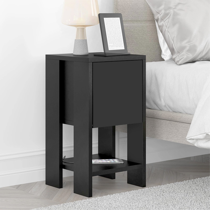 Ema Megapap melamine night-stand in black color 30x30x55cm.