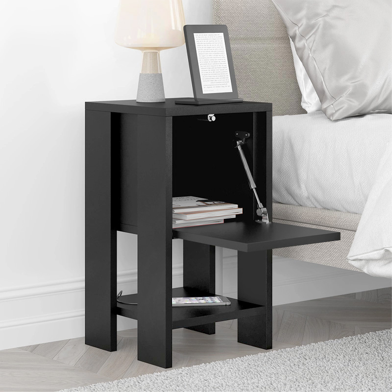 Ema Megapap melamine night-stand in black color 30x30x55cm.