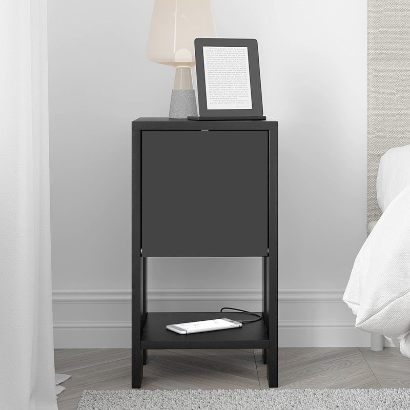 Ema Megapap melamine night-stand in black color 30x30x55cm.
