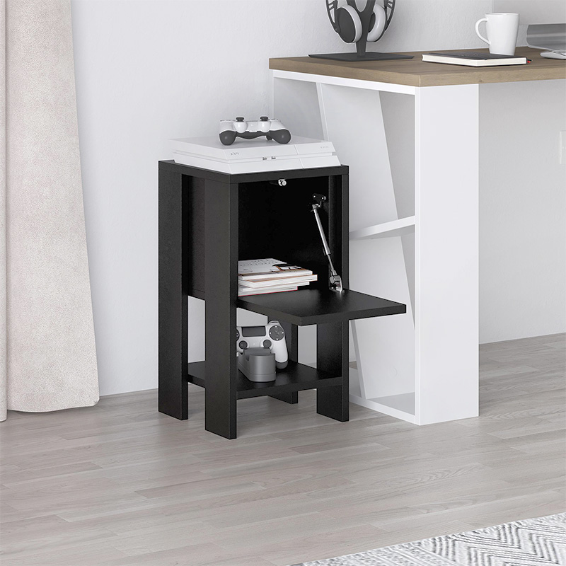 Ema Megapap melamine night-stand in black color 30x30x55cm.