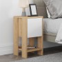 Ema Megapap melamine night-stand in sapphire oak - white color 30x30x55cm.