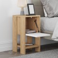 Ema Megapap melamine night-stand in sapphire oak - white color 30x30x55cm.