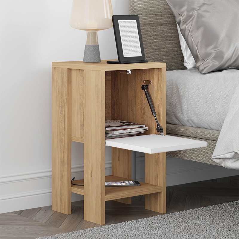 Ema Megapap melamine night-stand in sapphire oak - white color 30x30x55cm.