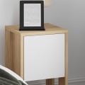 Ema Megapap melamine night-stand in sapphire oak - white color 30x30x55cm.